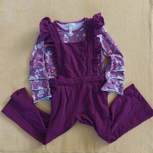 Matilda Jane Purple Ruffle Overalls And Matching Shirt Size 6